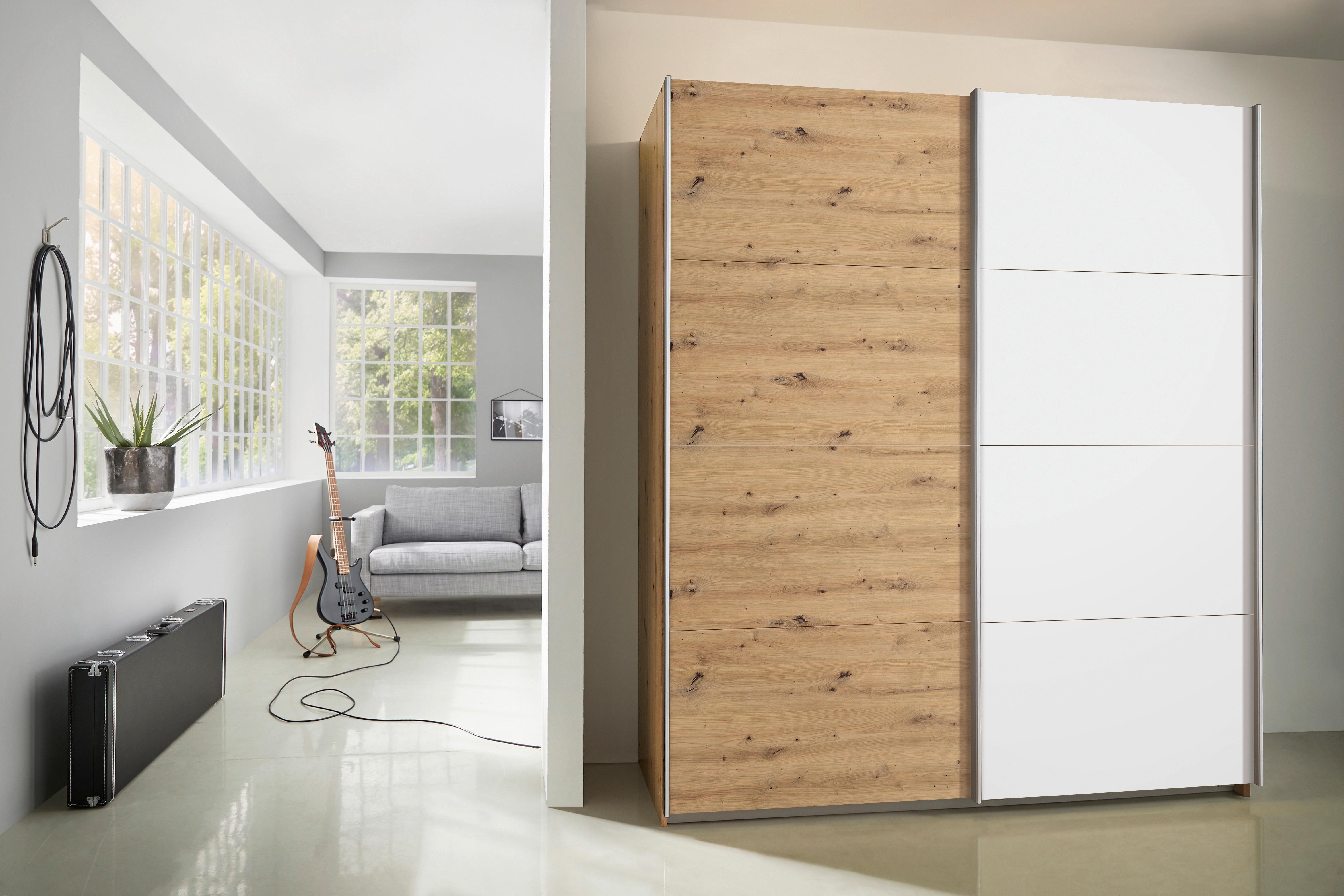 Ormar S Kliznim Vratima Subito - bijela/hrast Artisan, Moderno, drvni materijal/metal (181/197/61cm) - Modern Living