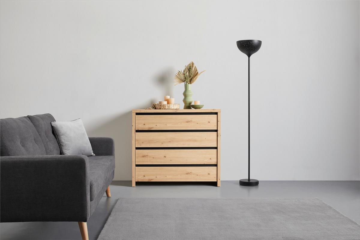 Comodă LARIOS - stejar Artisan/negru, Modern, material pe bază de lemn (105/91/40cm) - Modern Living