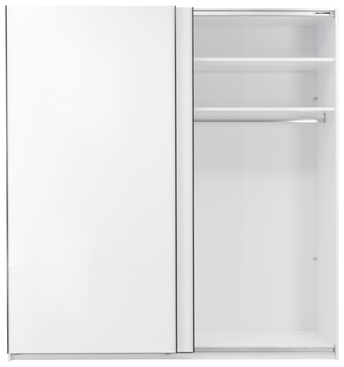 Omara Z Drsnimi Vrati Family, Bela, Visoki Sijaj - bela/barve aluminija, Moderno, kovina/leseni material (200/212/62cm) - Mömax