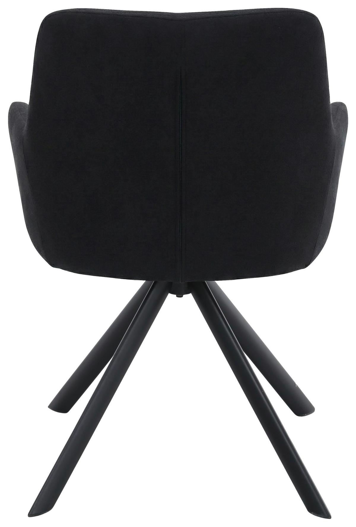 Armlehnstuhl Josy Schwarz - Schwarz, Design, Leder/Metall (57/86/61cm) - Mömax