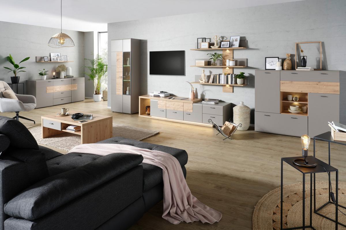 TV-Element Split One in Eichefarben - Eichefarben/Grau, MODERN, Holzwerkstoff (215/52/48cm) - Mömax