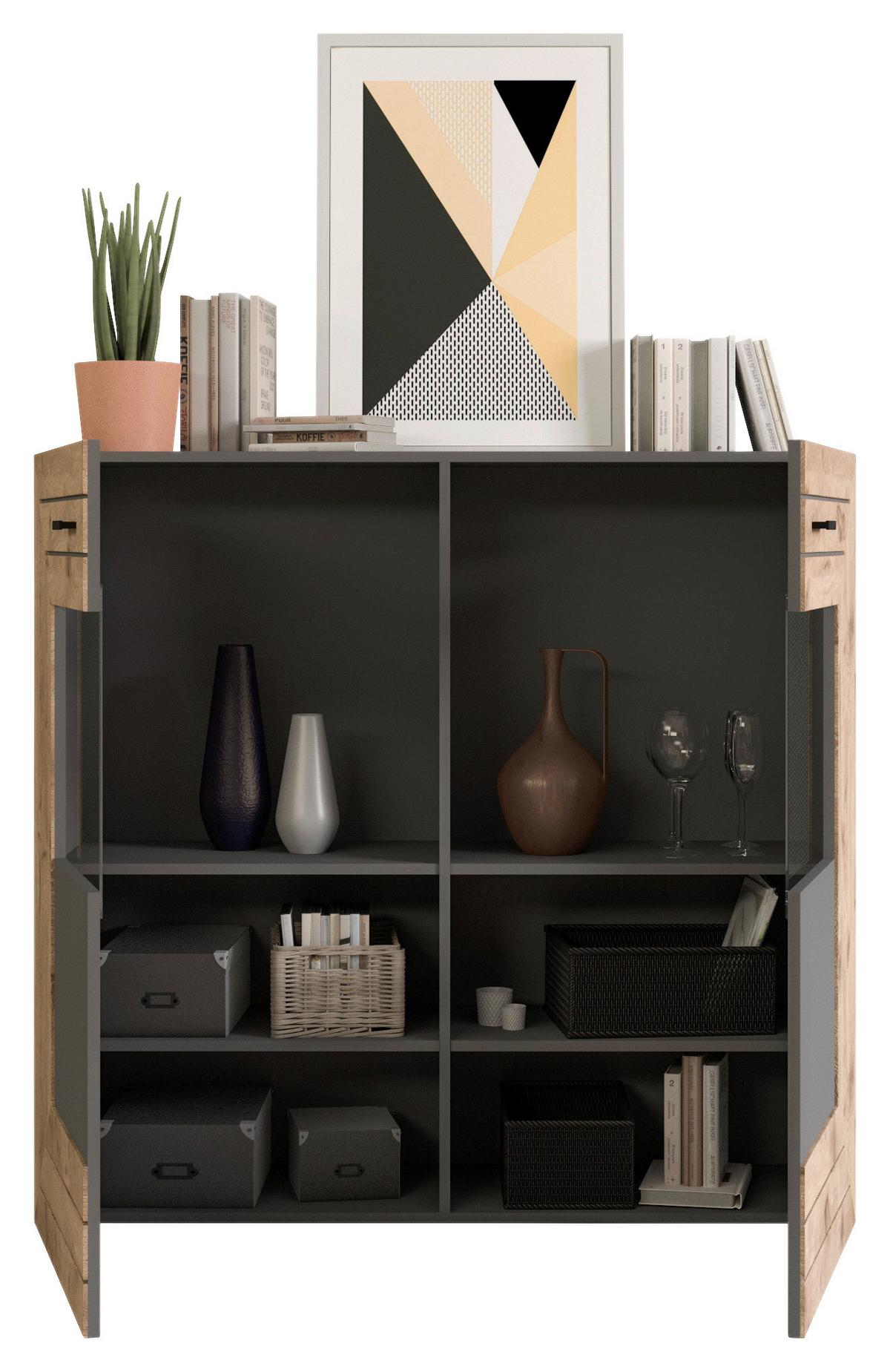 Dnevni Regal Freno, Barva Hrasta, Siva - Konvencionalno, kovina/umetna masa (350/195/40cm) - MID.YOU