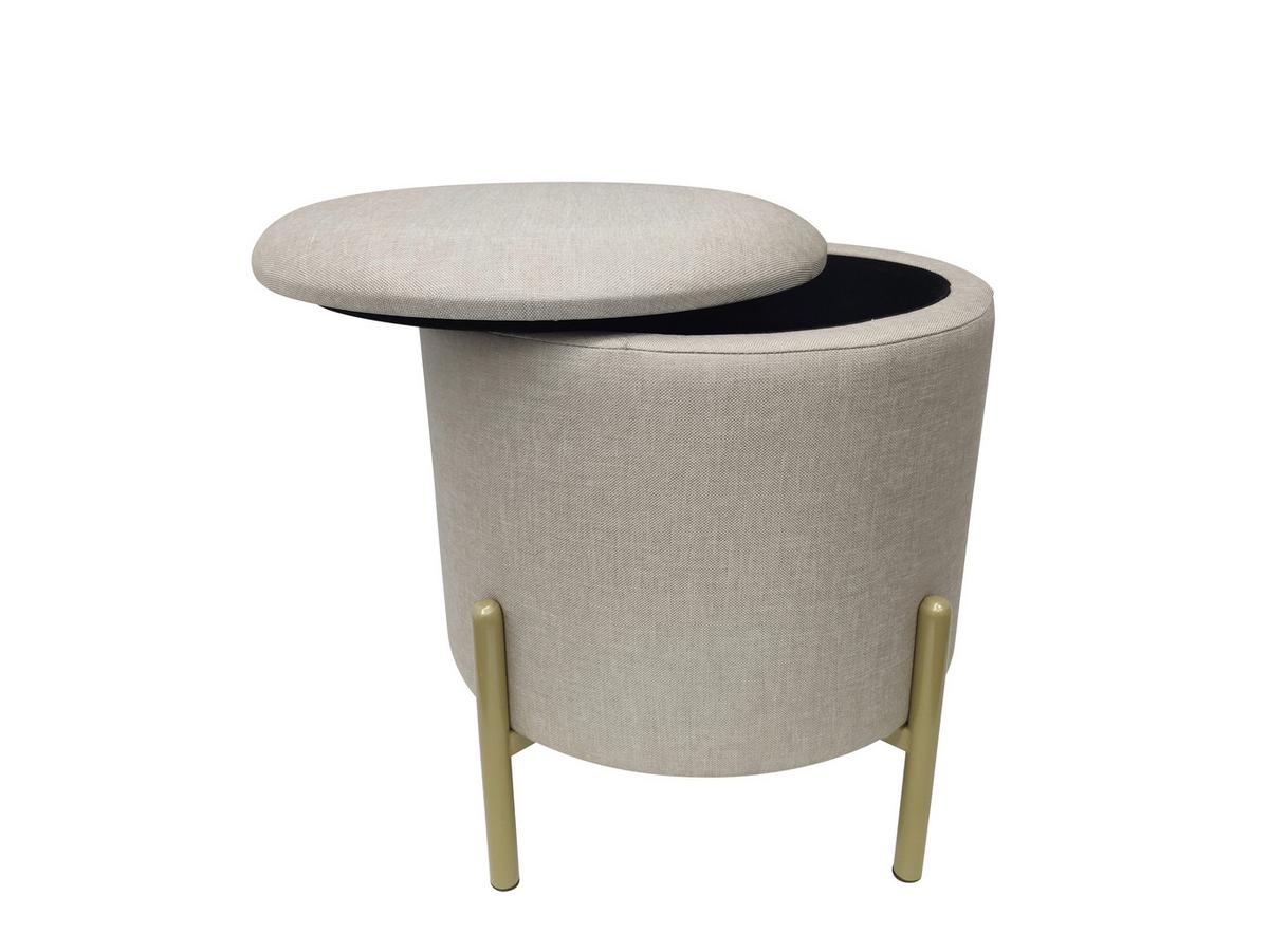 Hocker Logan Creme Samt mit Stauraum - Goldfarben/Creme, Design, Textil/Metall (36/40/36cm) - Echtwerk