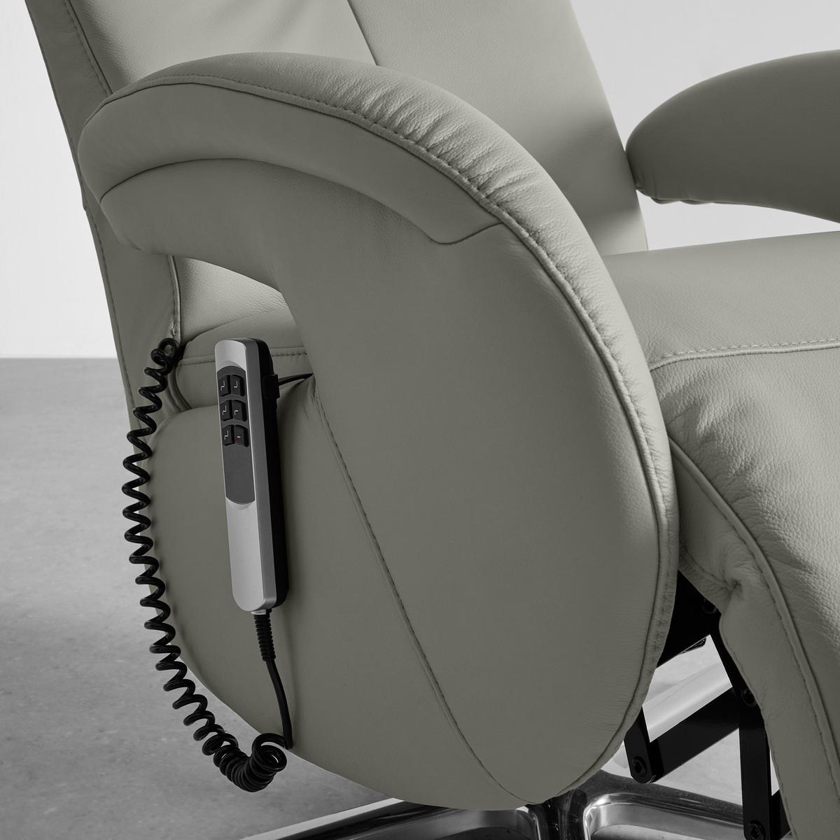 Relaxsessel Sitting 2 Graublau - Chromfarben/Graublau, MODERN, Leder (70/111/80cm) - Premium Living