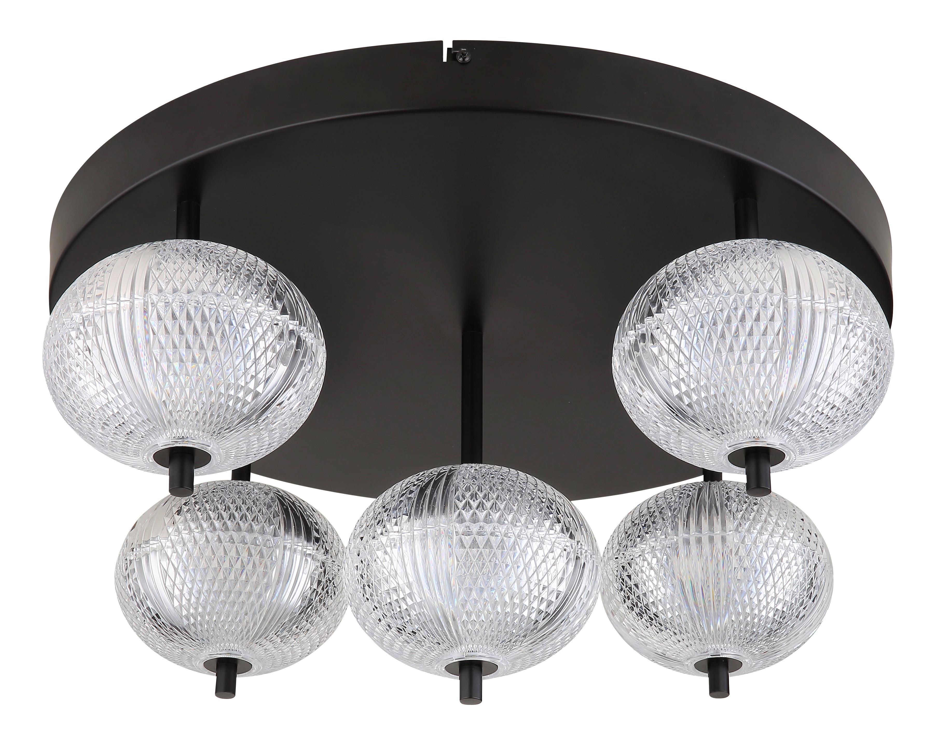 Stropna Led-svetilka 16042-5d - črna/prozorno, Konvencionalno, kovina/umetna masa (58/27cm) - Globo