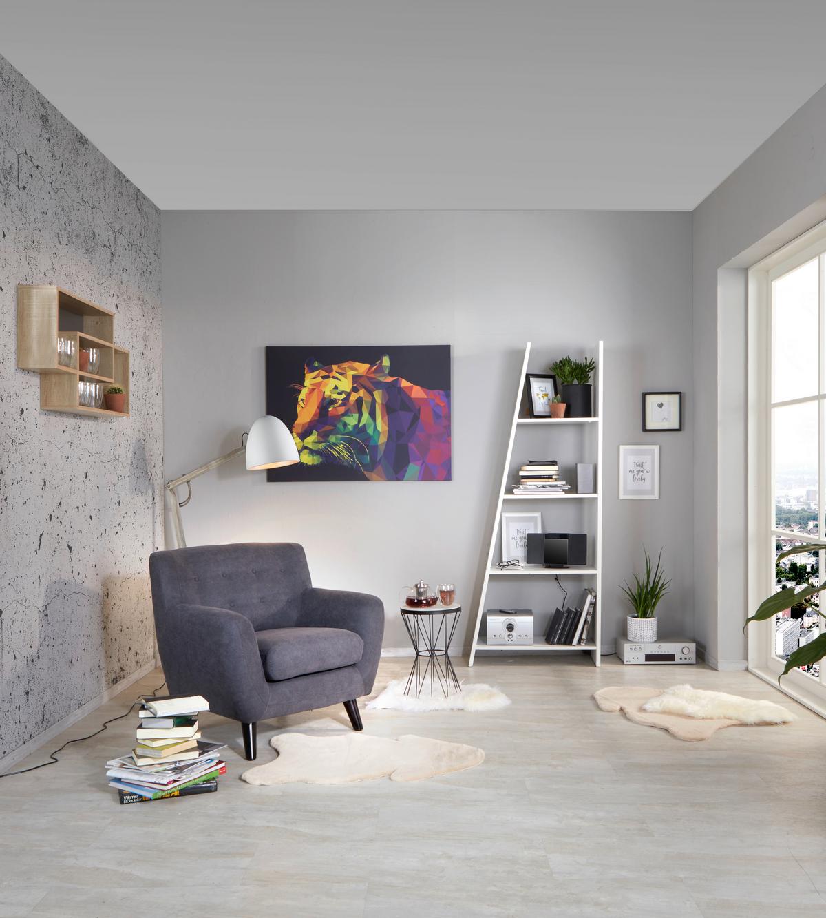 Naslanjač Monaco, Temno Siva, Mikrovlakna - temno siva/črna, Moderno, tekstil/les (87/82/85cm) - Modern Living