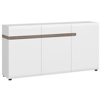 Komoda Linate, Bela, Barva Hrasta - črna/barva hrasta tartuf, Moderno, umetna masa/leseni material (164/86,5/41,9cm)