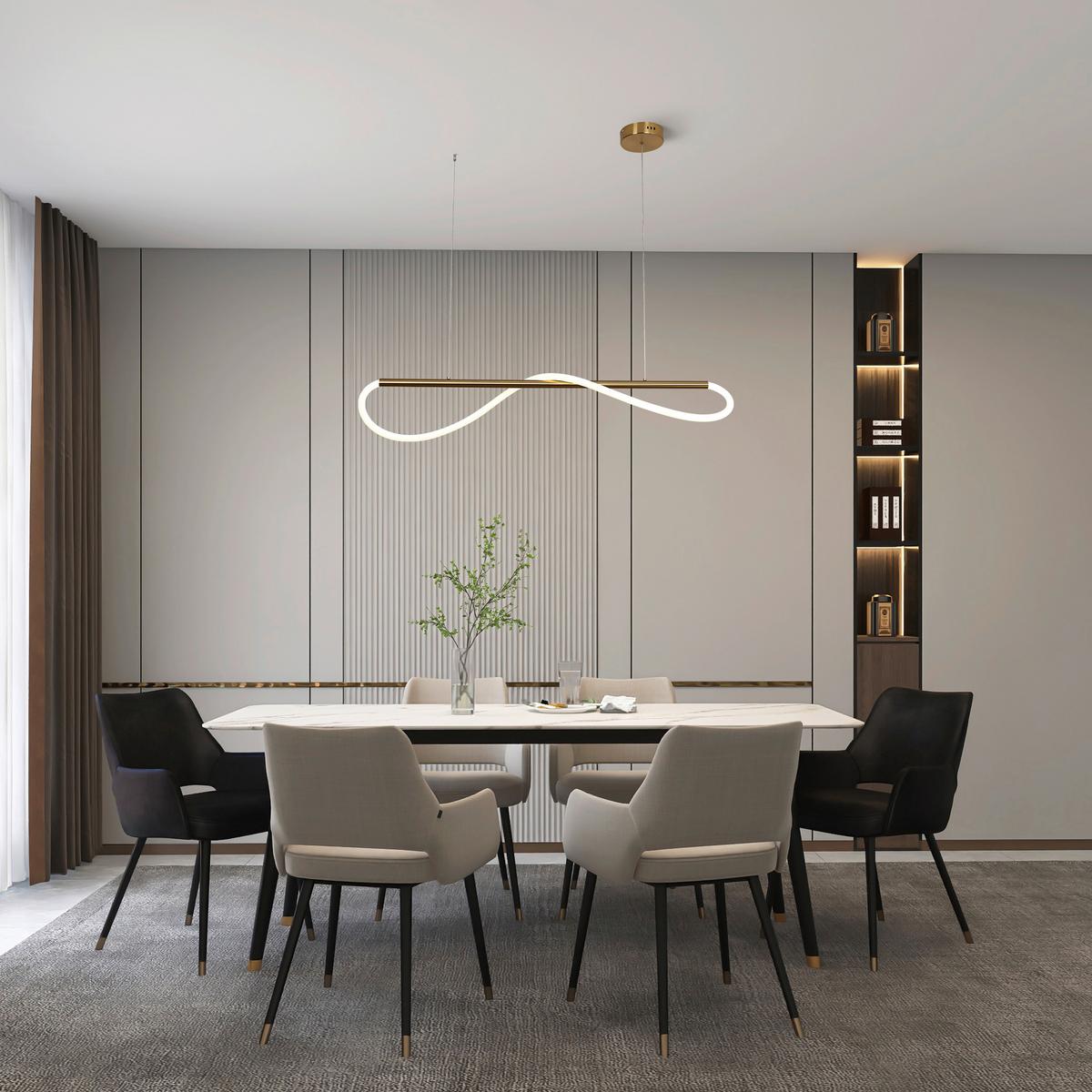 Led-hängeleuchte Lp-2345/1ps Meleca - Goldfarben, Design, Metall (160/15/130cm)