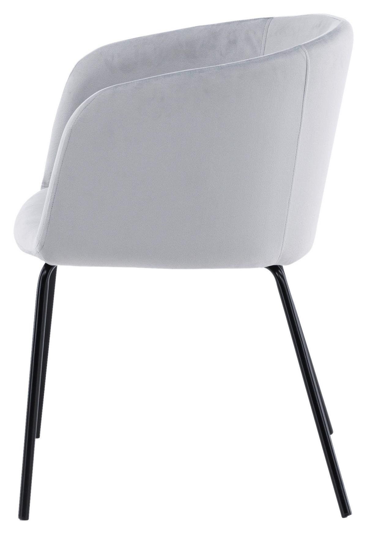 Stuhl Berit ca. 55x78x55 cm Hellgrau - Hellgrau/Schwarz, Design, Textil/Metall (55/78/55cm) - Livetastic