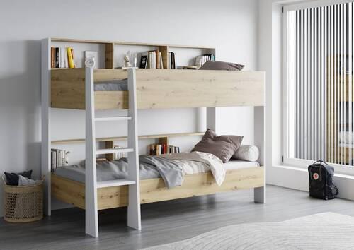 ŁÓŻKO PIĘTROWE SWAY IV ART.NR.BE2994178 - biały/dąb artisan, Konventionell, materiał drewnopochodny (90/200cm) - MID.YOU