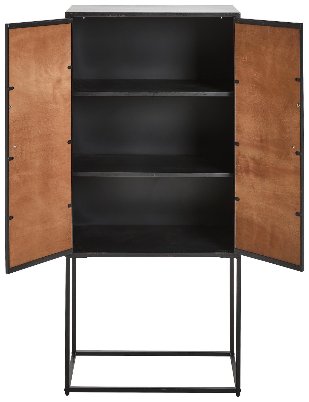 KOMODA WYSOKA ALEX - kolor naturalny/czarny, Lifestyle, metal/drewno (65/141/37cm) - Landscape