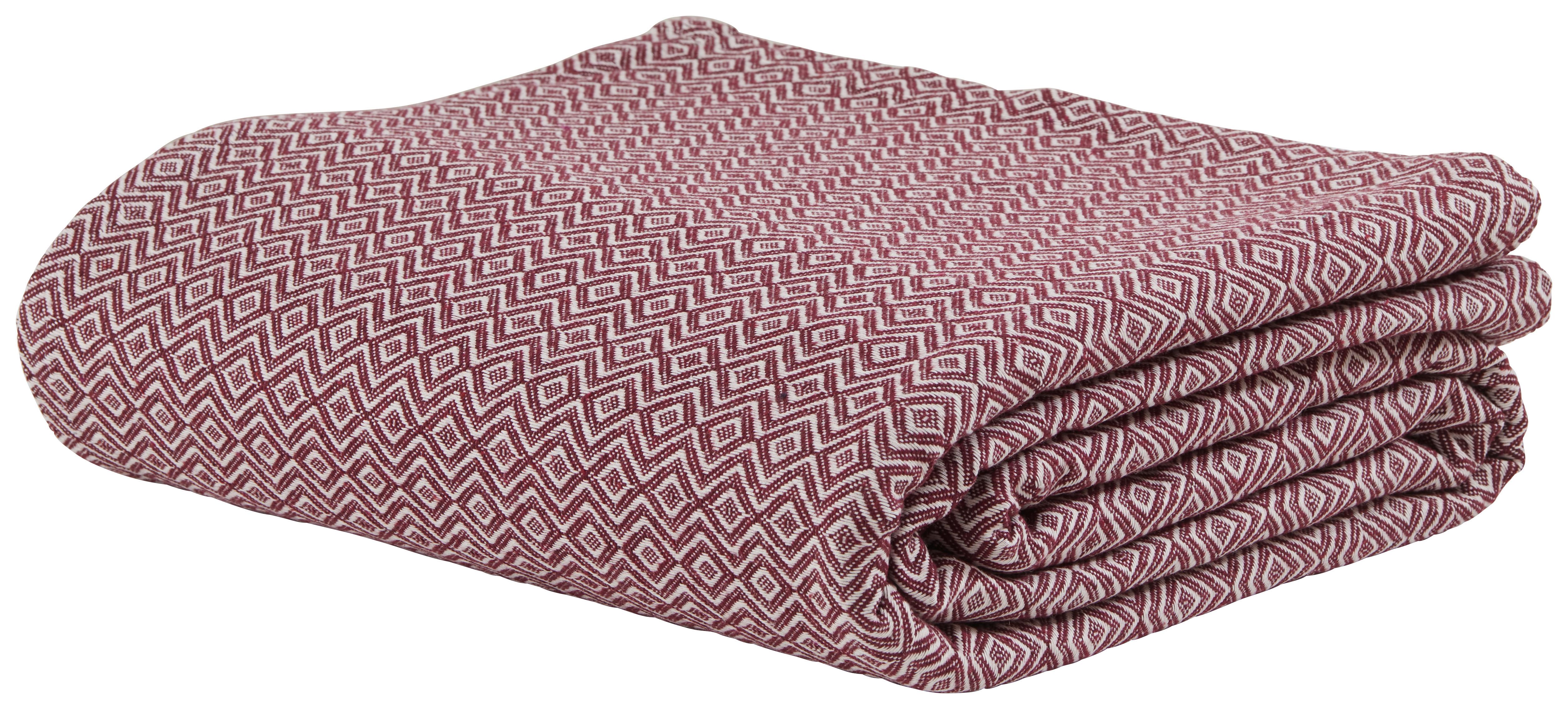 Ágytakaró Dobby Raute - piros/fehér, textil (240/210cm) - Premium Living