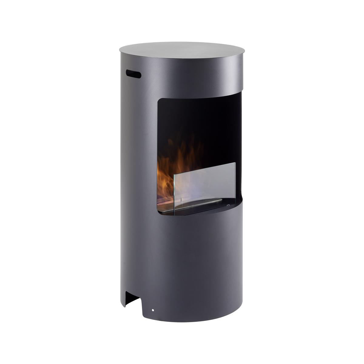 Ethanolkamin Jonas Schwarz Metall/Glas Freistehend - Schwarz, MODERN, Glas/Metall (40/82/40cm) - Bessagi Home