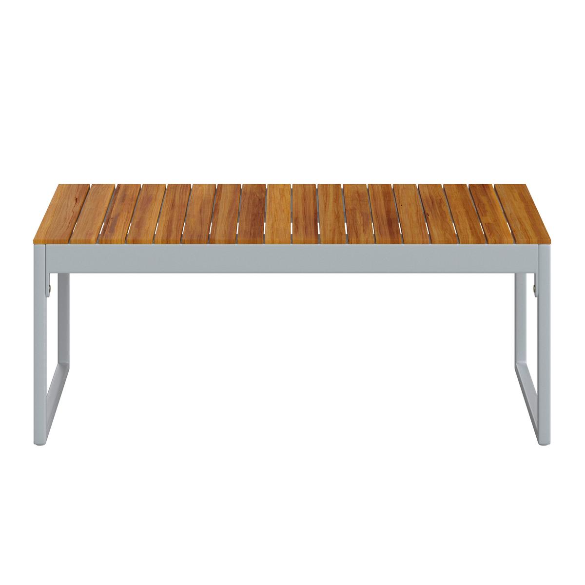 Loungegarnitur Ariella Hellgrau Outdoorstoff/Metall - Hellgrau/Akaziefarben, MODERN, Holz/Textil (160/88/65cm) - Bessagi Garden