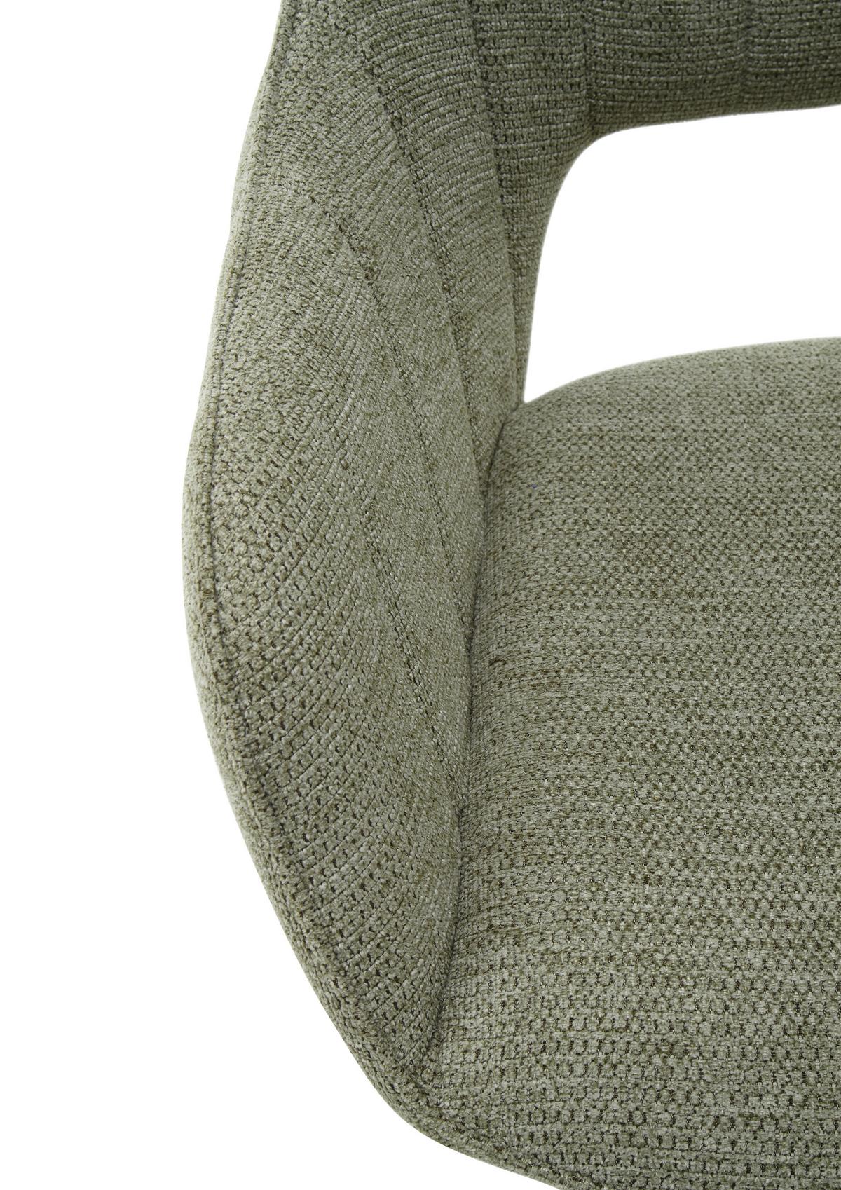 Armlehnstuhl Bacares in Olivgrün - Edelstahlfarben/Olivgrün, LIFESTYLE, Textil/Metall (62/88/63cm) - Premium Living