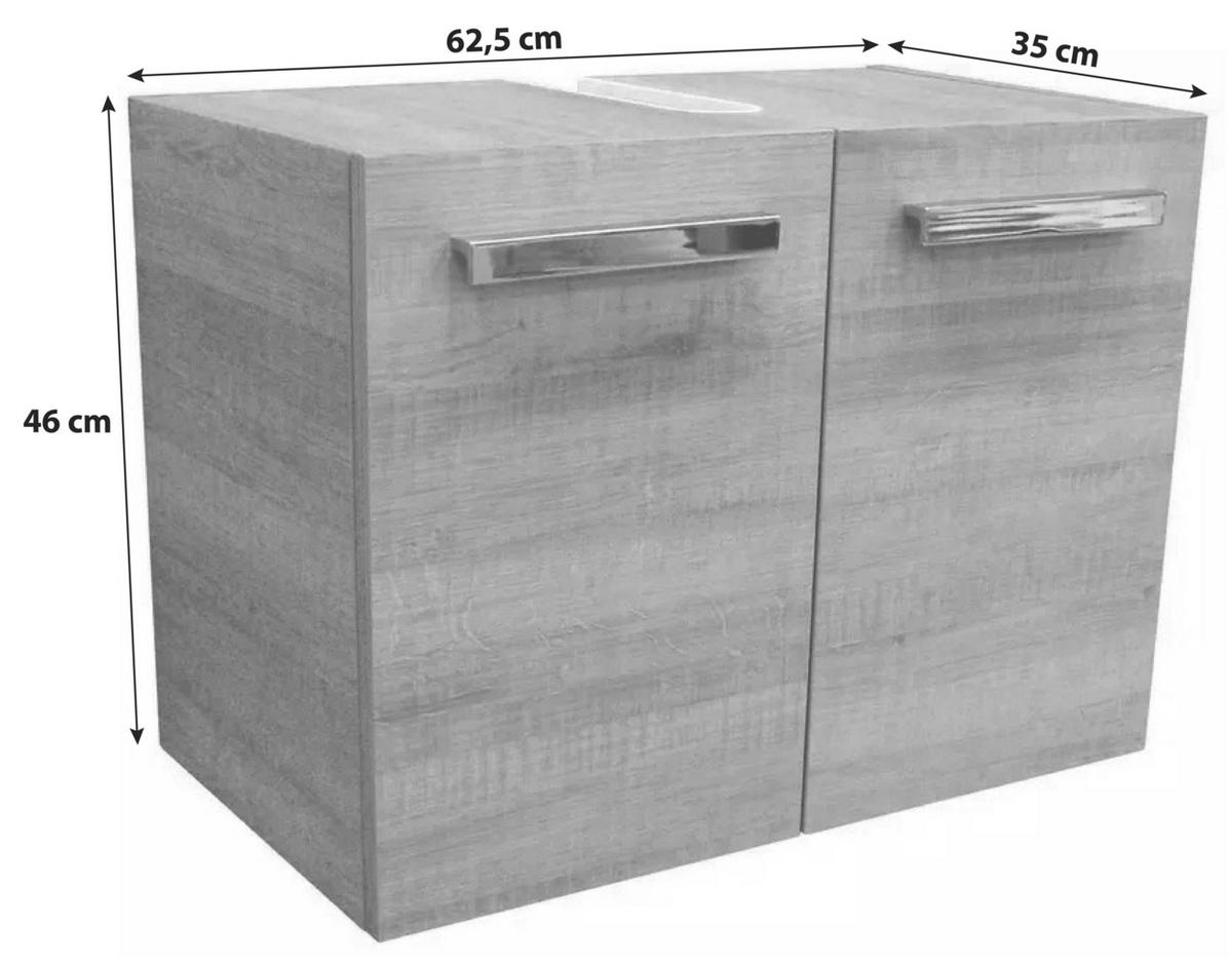 Waschbeckenunterschrank "A-Vero" , grau-eiche - Eichefarben/Silberfarben, MODERN, Holzwerkstoff/Metall (62,5/46/35cm) - MID.YOU