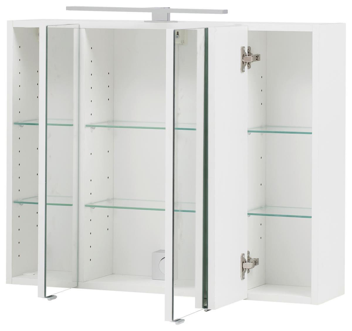Spiegelschrank Kopenhagen mit LED 3-türig ca. 80x64 cm Weiß - Chromfarben/Weiß, KONVENTIONELL, Glas/Holzwerkstoff (80/64/20cm) - Held