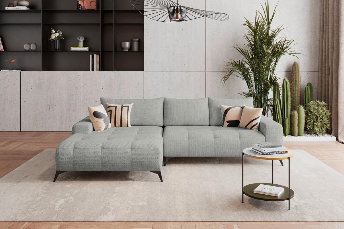 Kutna Garnitura Mauro - svijetlo siva/crna, Trend, tekstil/metal (175/290cm) - Luca Bessoni