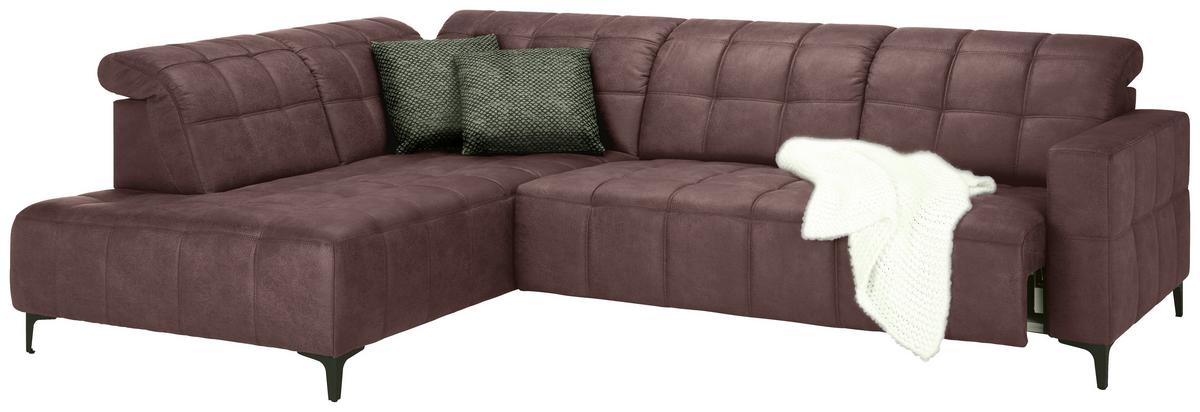 Ecksofa Panama links Braun - Schwarz/Braun, KONVENTIONELL, Textil/Metall (216/89-102/304cm) - Premium Living