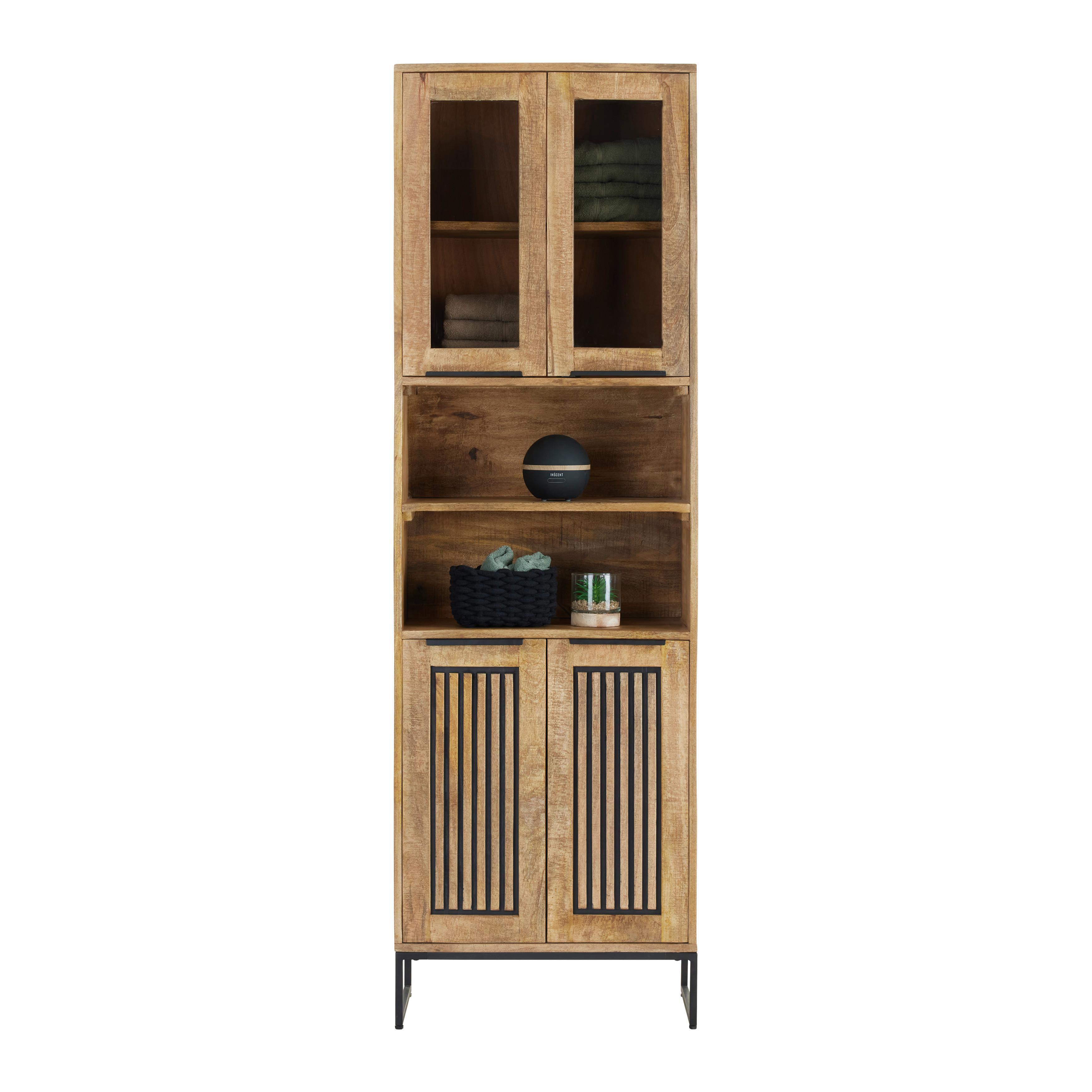 Hochschrank Everest Naturfarben/Schwarz - Schwarz/Naturfarben, Natur, Holz/Metall (60/190/32cm) - Mömax