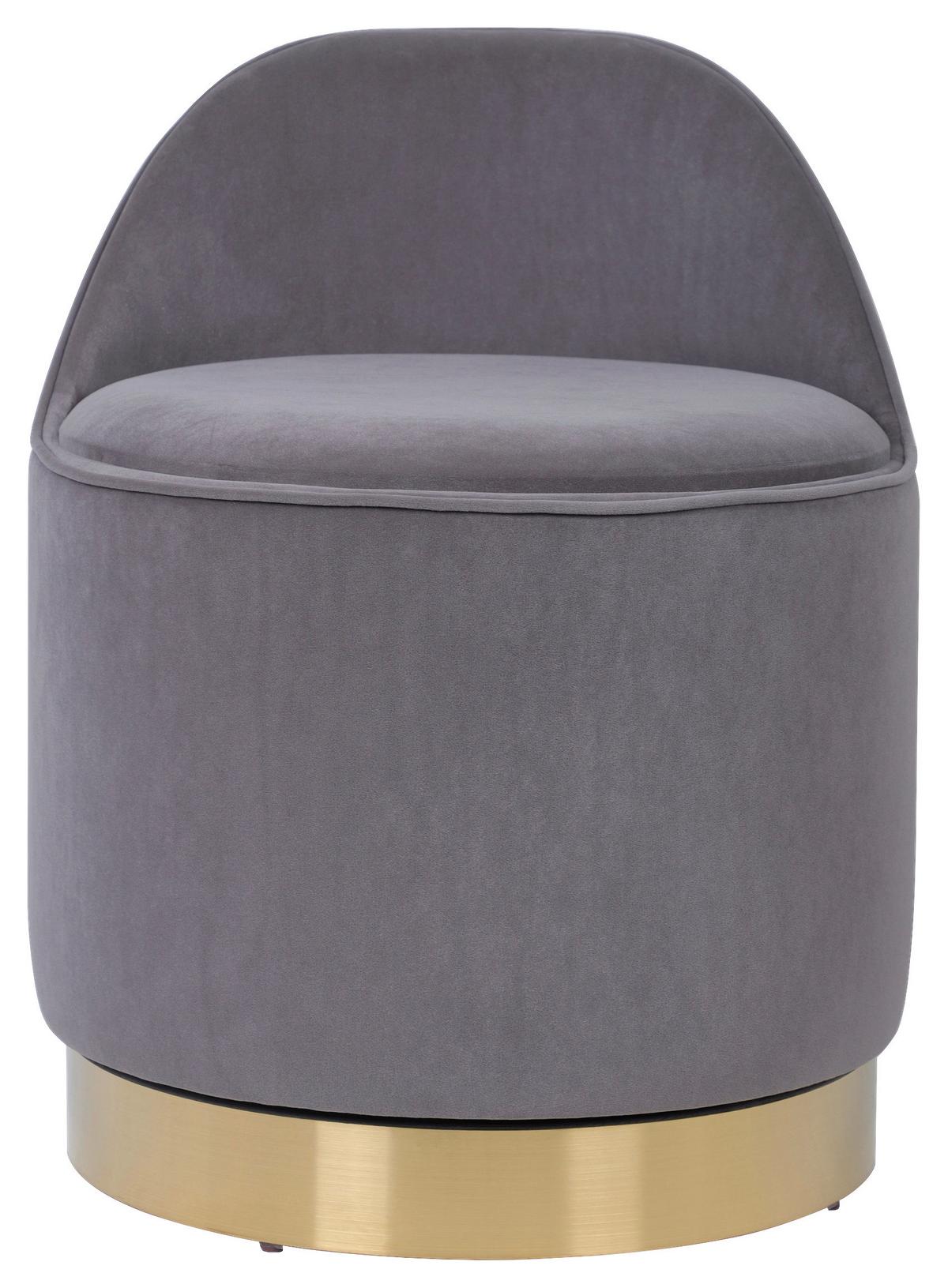 DREHHOCKER VIKTOR 125 - Goldfarben/Grau, Design, Textil/Metall (52/68cm) - Kayoom