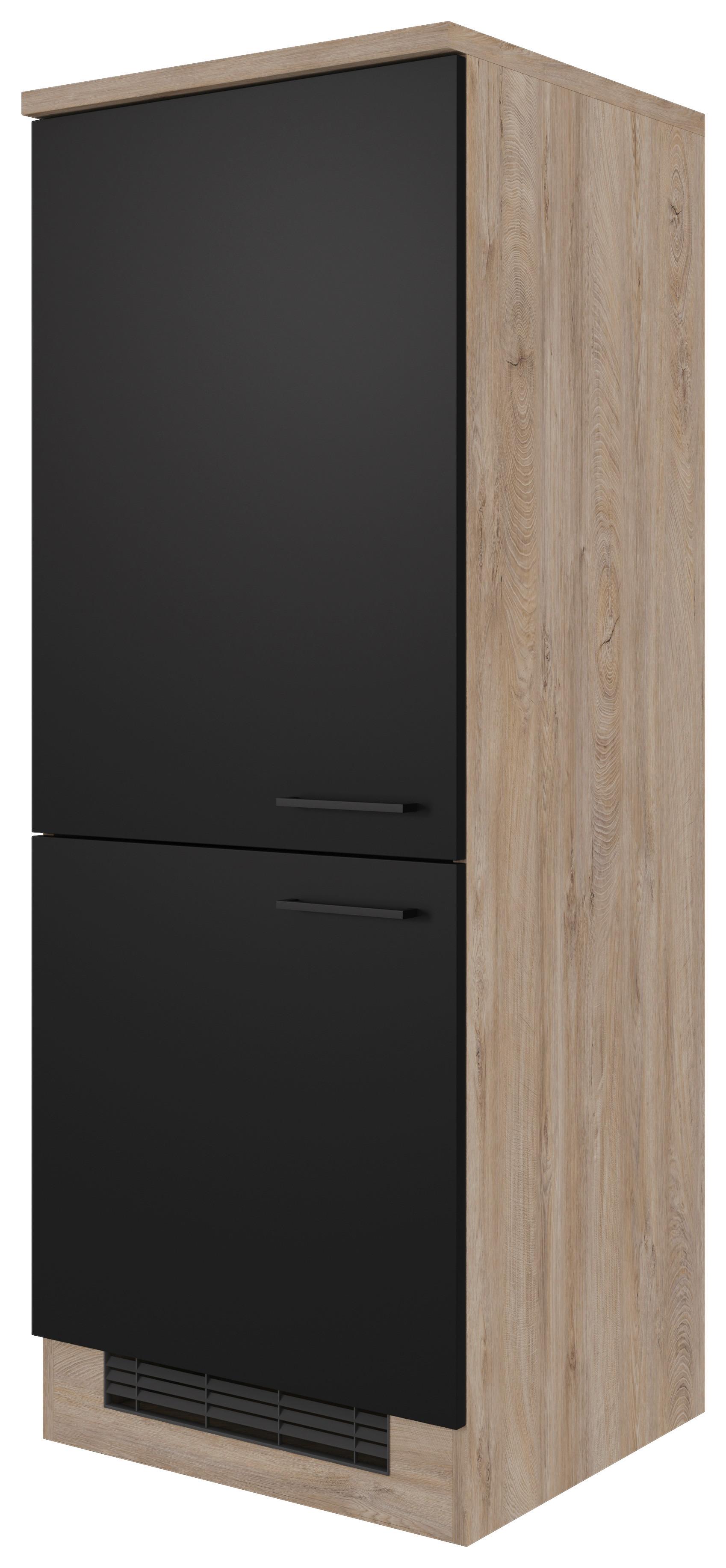 Geräteumbauschrank Capri Schwarz/Eichefarben - Eichefarben/Schwarz, KONVENTIONELL, Holzwerkstoff/Metall (60/160,6/60cm) - FlexWell