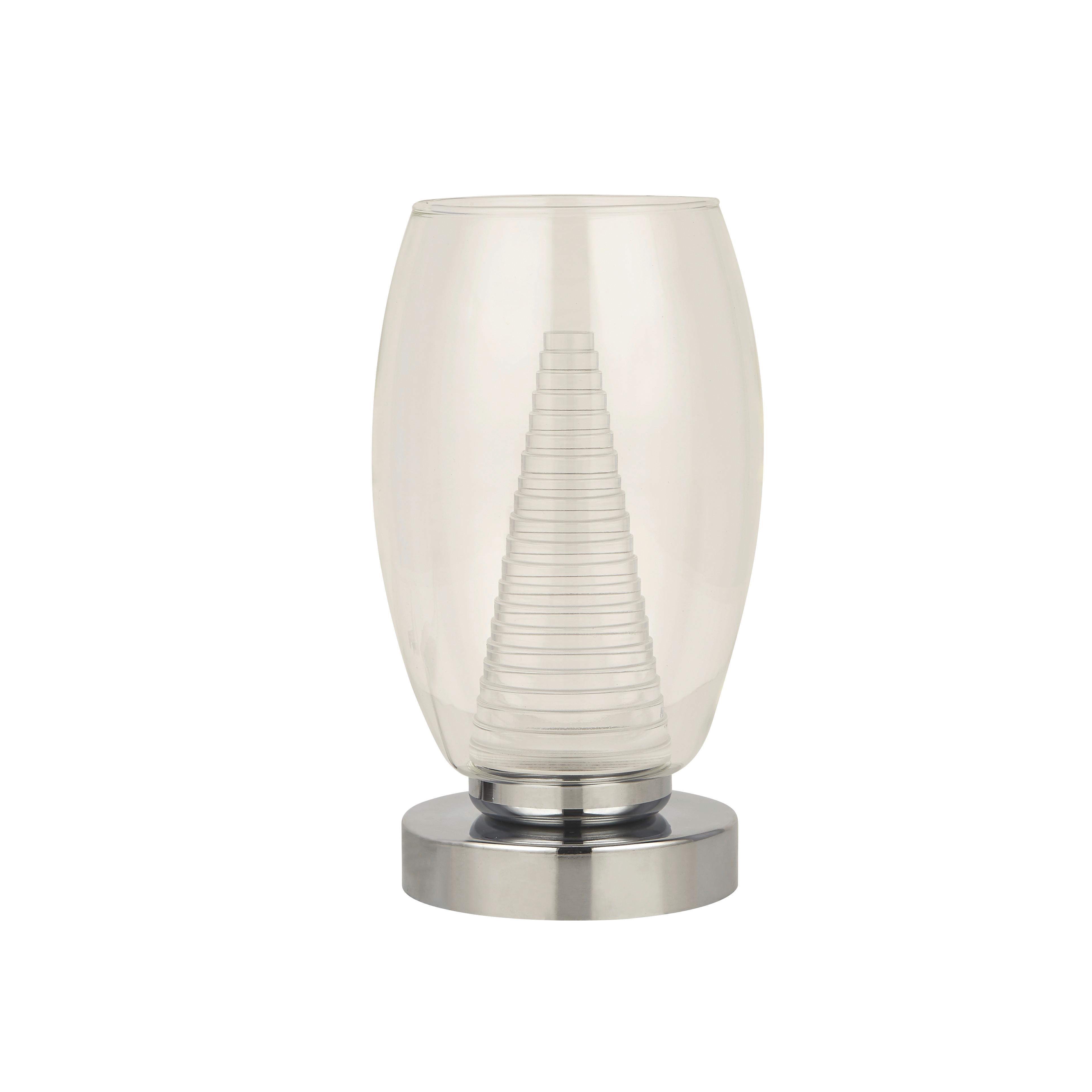 LED Asztali Lámpa Eu97293-1cl Cyclone - krómszínű, Design, műanyag/üveg (11.5/20.5cm)