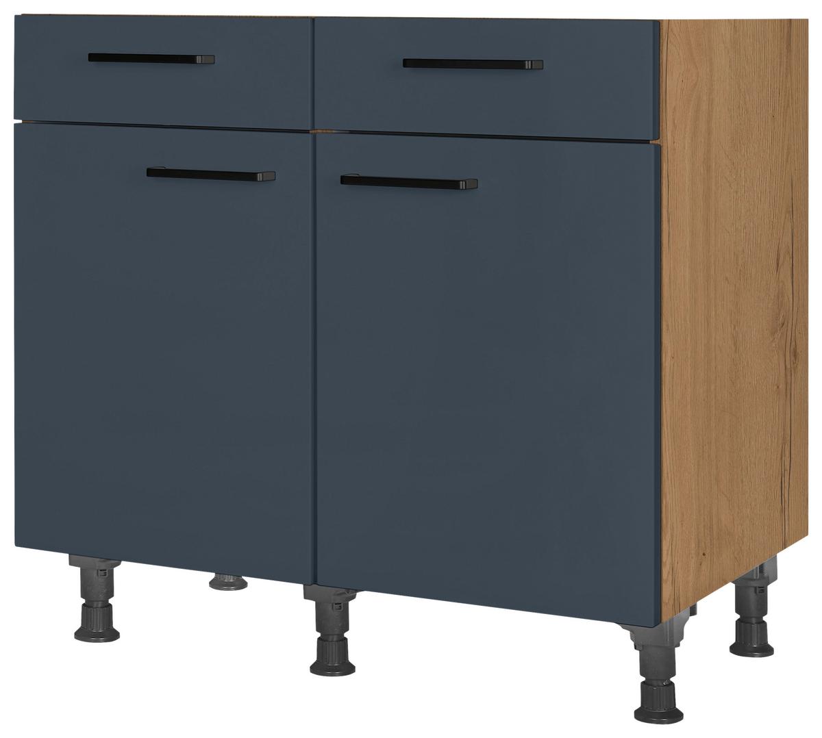 Schubkastenunterschrank Easytouch Blau - Blau/Eichefarben, MODERN, Holzwerkstoff/Metall (90/87/56cm) - Nobilia