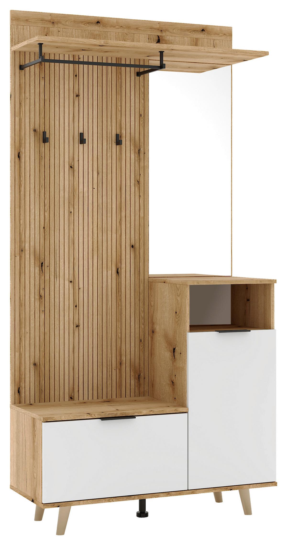 PRZEDPOKÓJ NORDIC C - kolor dębowy/biały, Design, materiał drewnopochodny (100/204/40cm) - MID.YOU