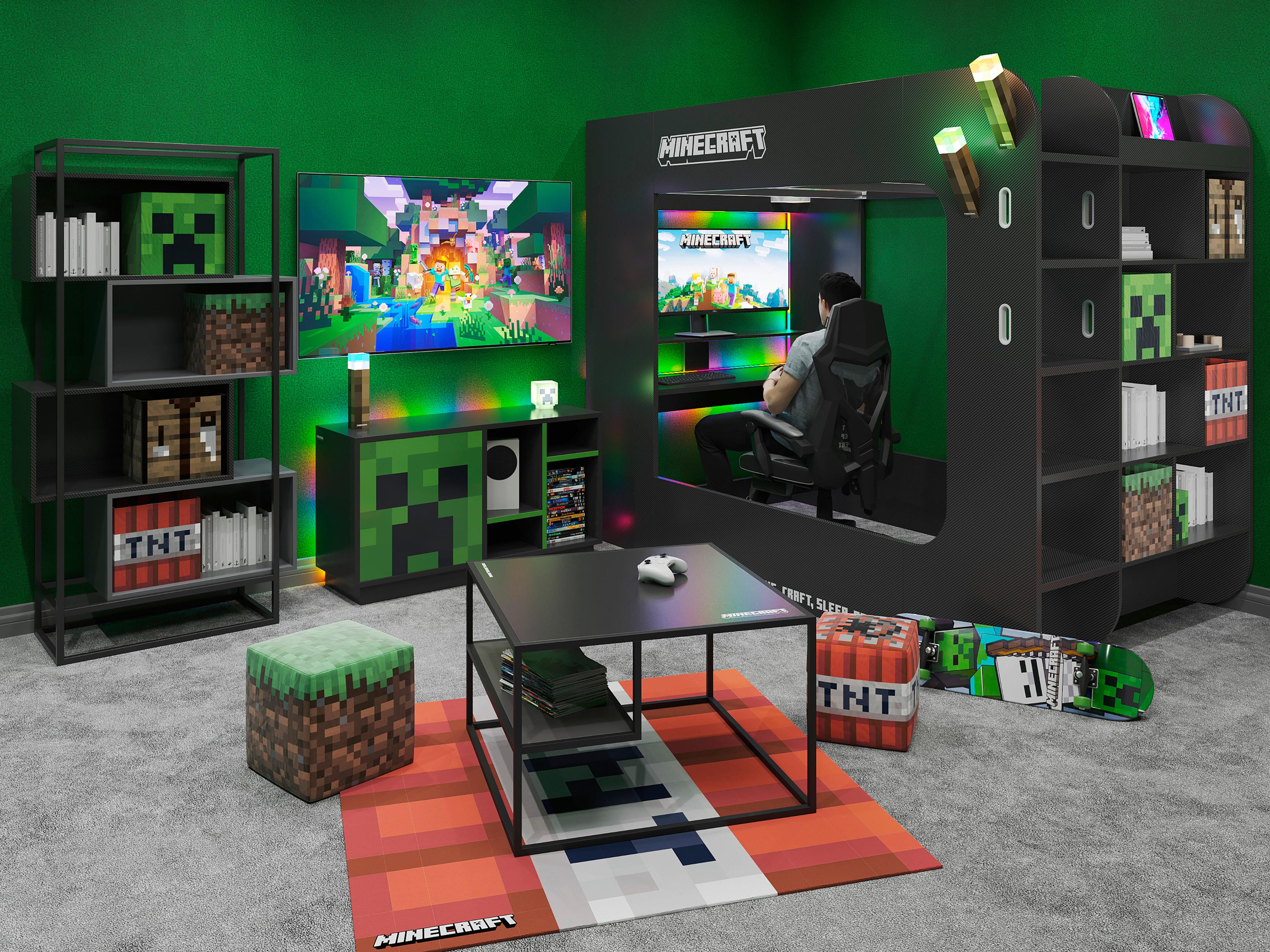 Regal Minecraft ca. 70x164x38 cm Schwarz/Grau - Schwarz/Grau, MODERN, Holzwerkstoff/Metall (70/164/38cm) - Minecraft