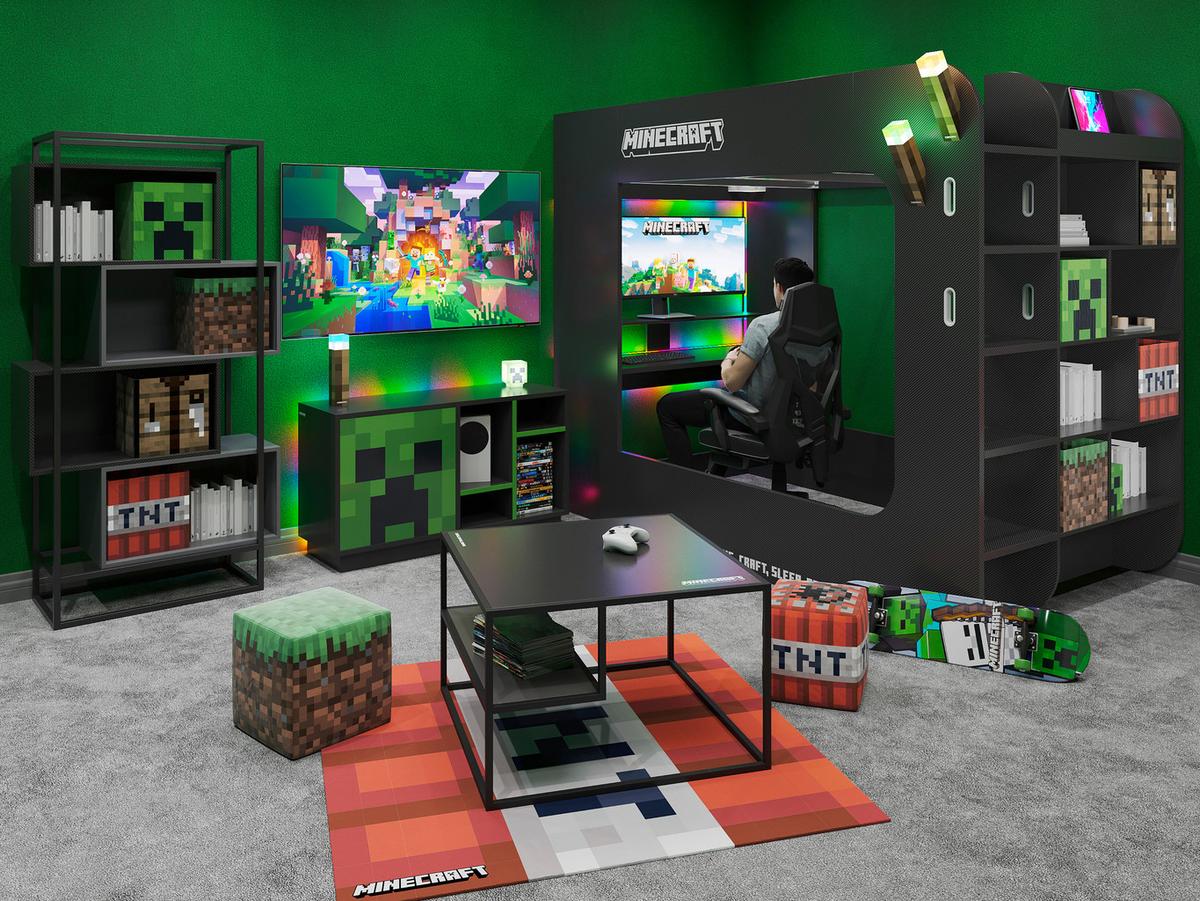 Regal Minecraft ca. 70x164x38 cm Schwarz/Grau - Schwarz/Grau, MODERN, Holzwerkstoff/Metall (70/164/38cm) - Minecraft