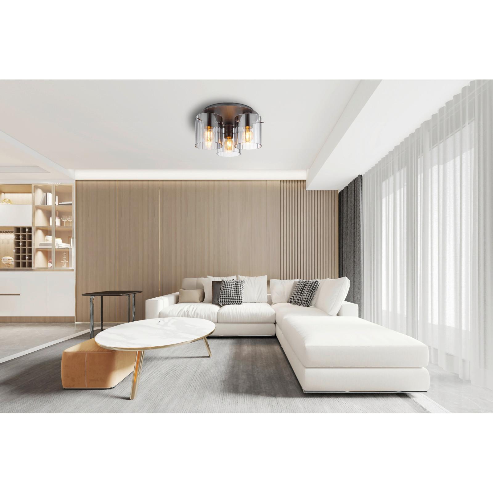 Stropna Svetilka 15904-3d - temno siva, Basics, kovina/steklo (37/20cm) - Globo