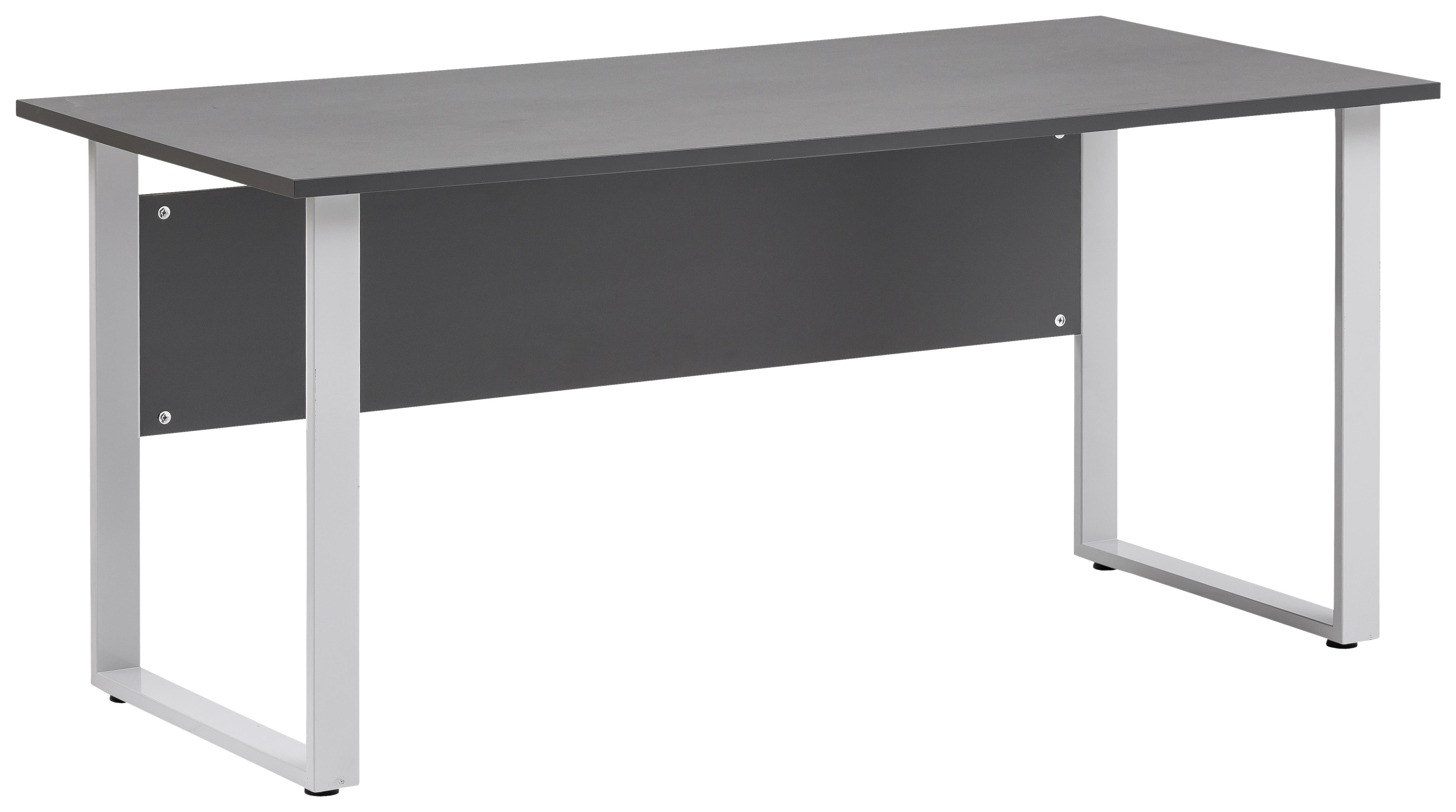 Schreibtisch "Serie 1500" ca 160x75 cm ,anthrazit - Anthrazit/Alufarben, KONVENTIONELL, Holzwerkstoff/Metall (160/75/73,2cm) - MID.YOU