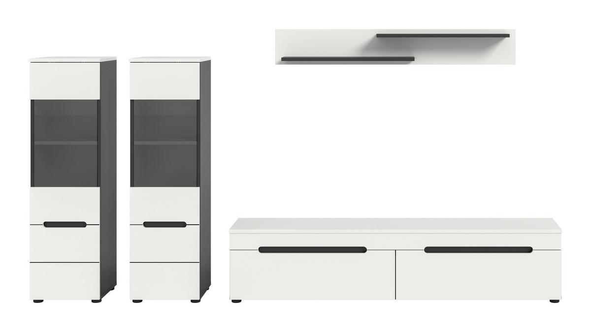 Dnevni Regal Canu, Bela, Siva, 4-Delni - črna/bela, Design, umetna masa/leseni material (272/141/33cm) - Livetastic