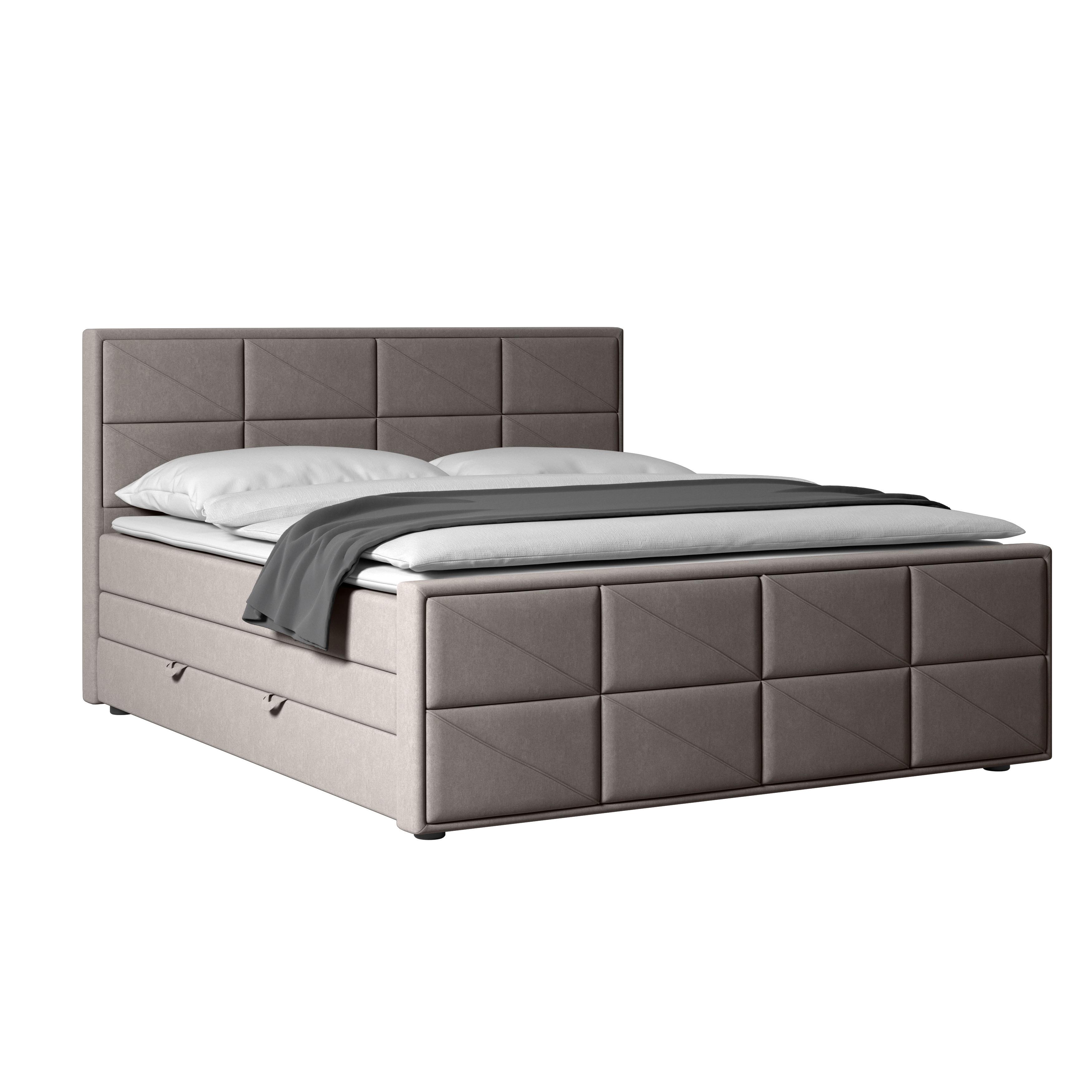 Boxspringbett Oslo Hellgrau ca. 180x200 cm Hellgrau - Hellgrau/Schwarz, MODERN, Holzwerkstoff/Kunststoff (180/200cm) - MID.YOU