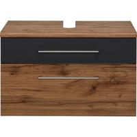 Waschbeckenunterschrank Eichefarben/anthrazit - Chromfarben/Eichefarben, Modern, Holzwerkstoff/Metall (75/60/46cm) - Premium Living