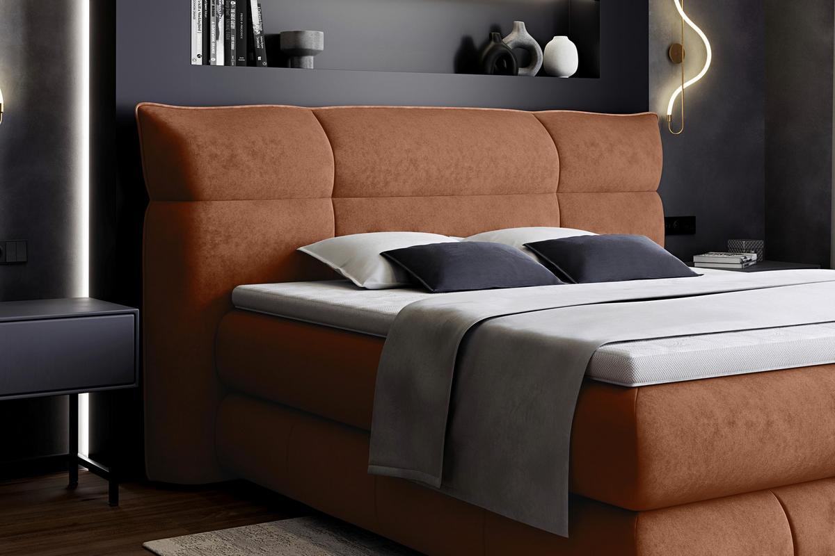 Boxspring Krevet Caramelo - bakrenaste boje/crna, Trend, tekstil/plastika (140/200cm) - Premium Living