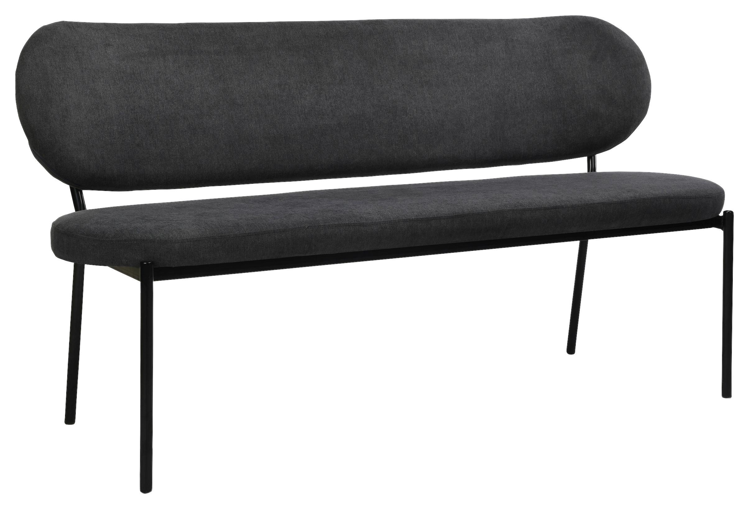 Sitzbank Jersey Schwarz/Dunkelgrau - Dunkelgrau/Schwarz, Design, Textil/Metall (160/82/62cm) - MID.YOU