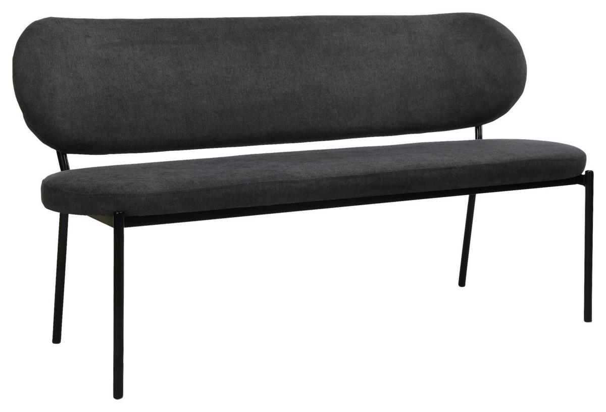 Sitzbank Jersey Schwarz/Dunkelgrau - Dunkelgrau/Schwarz, Design, Textil/Metall (160/82/62cm) - MID.YOU