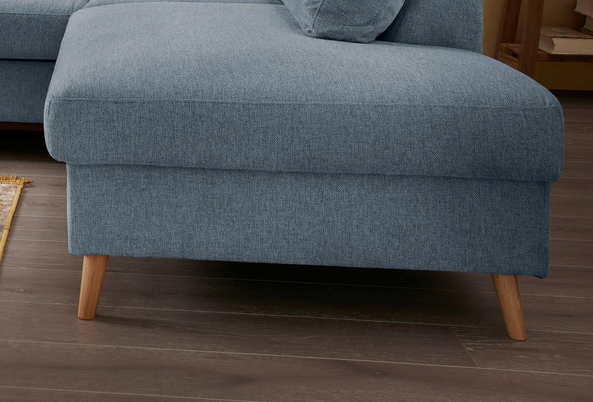 Wohnlandschaft Valentina Blau Struktur - Blau/Naturfarben, KONVENTIONELL, Holz/Textil (230/200cm) - P & B