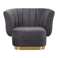 Sessel Arabella Grau Samt - Graubraun/Goldfarben, MODERN, Holz/Textil (120/90/85cm) - Bessagi Home