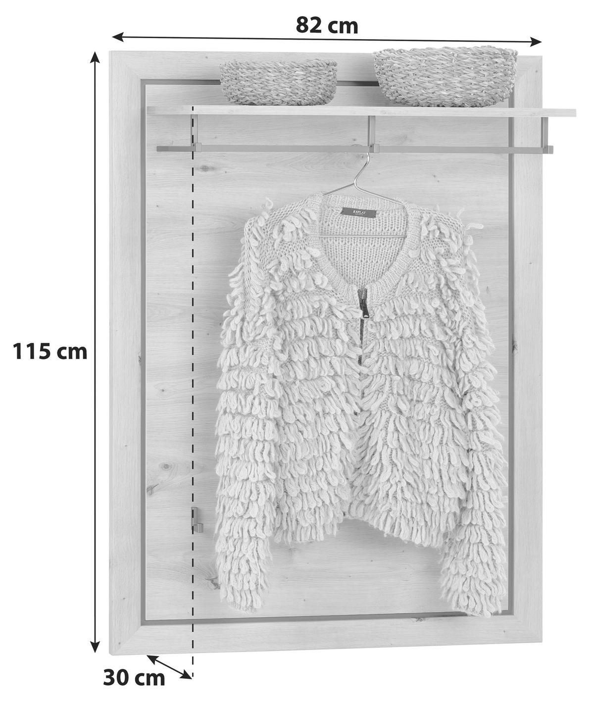 Garderobni Panel Harvey, Barva Hrasta, Antracit - barve hrasta/antracit, Trendi, leseni material (82/115/30cm) - Mömax