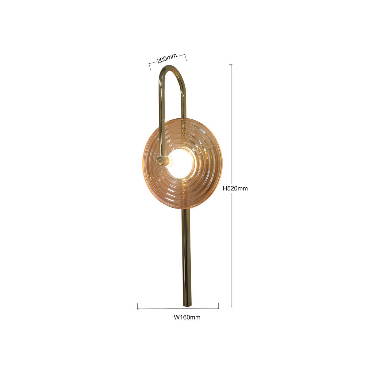 Led-wandleuchte Lp-0301/1w Am Plato - Bernsteinfarben, Design, Glas (52/16/20cm)