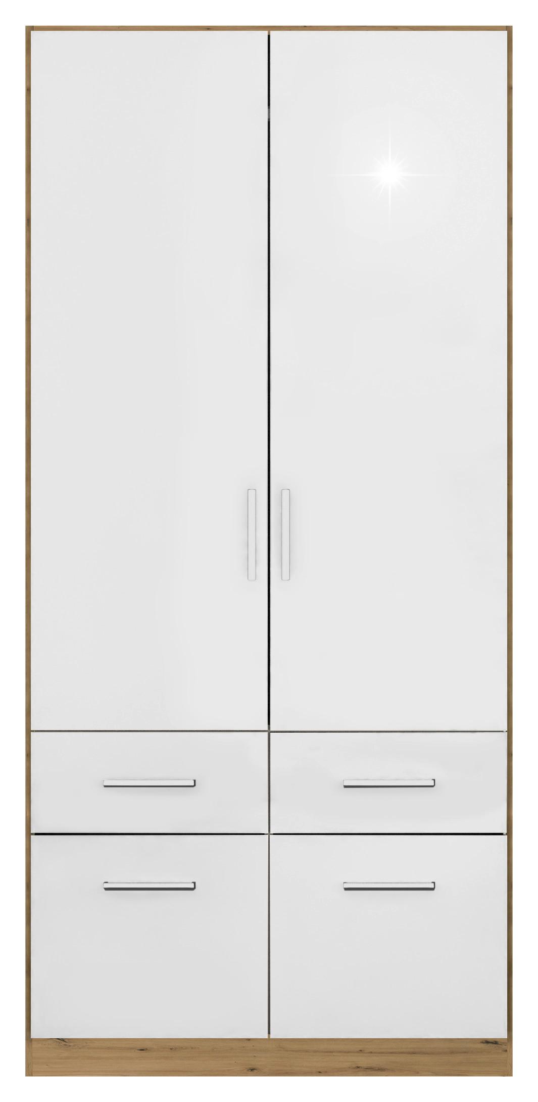 Ormar S Klasičnim Vratima Berlin - hrast Artisan/bijela visoki sjaj, Moderno, drvni materijal/plastika (91/197/54cm) - Modern Living