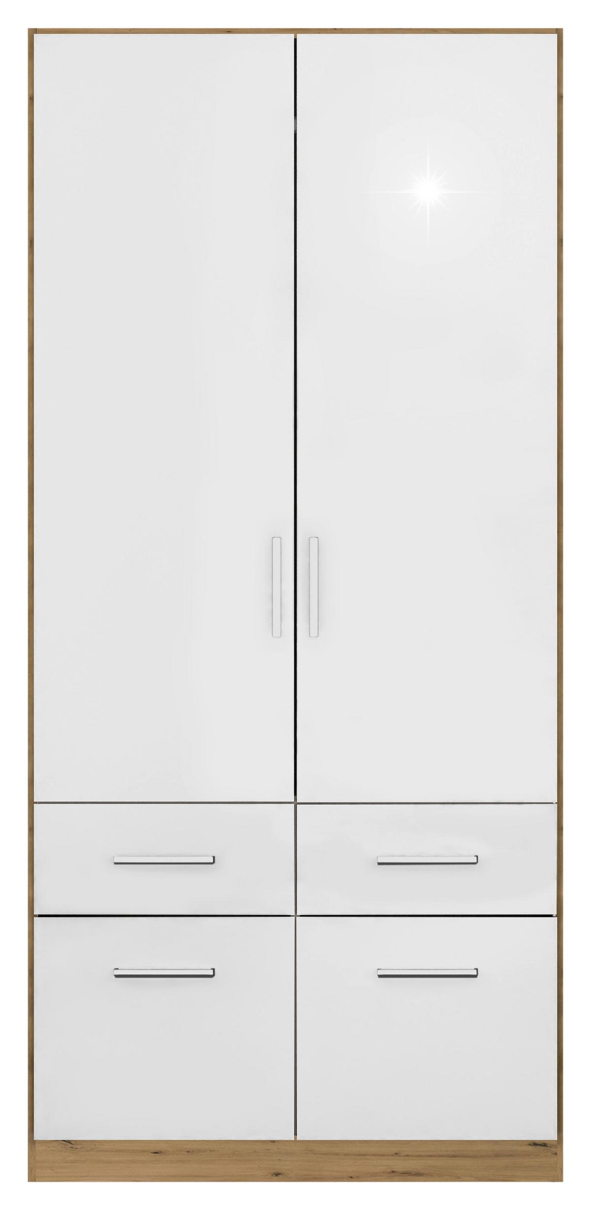 DULAP USI ROTATIVE BERLIN - stejar Artisan/alb lucios intens, Modern, material pe bază de lemn (91/197/54cm) - Modern Living