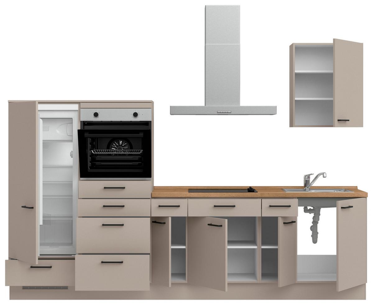 Küchenleerblock Easytouch Low o. Geräte Sandfarben - Sandfarben/Eichefarben, MODERN, Holzwerkstoff/Metall (300cm) - Nobilia