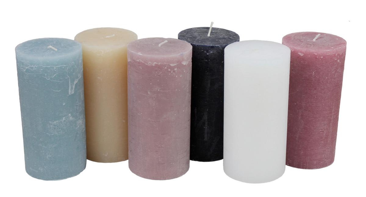 Stumpenkerze Ruth diverse Farben - Sandfarben/Weiss, Modern (10/20cm) - Premium Living