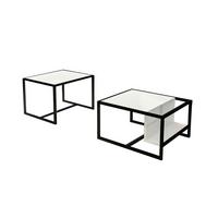 COUCHTISCHSET BATI COUCHTISCH - Weiss/Schwarz, Design, Holzwerkstoff/Metall - Livetastic