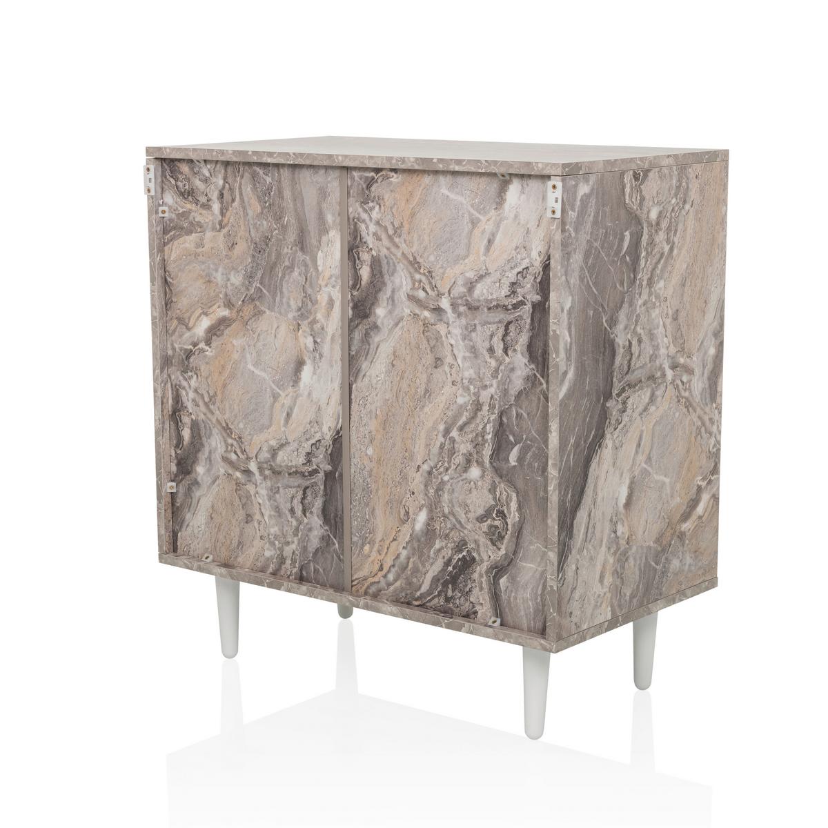 Komoda Lykkja, Rjava, Bela - črna/bela, Moderno, leseni material/les (72/77/39,5cm) - MID.YOU