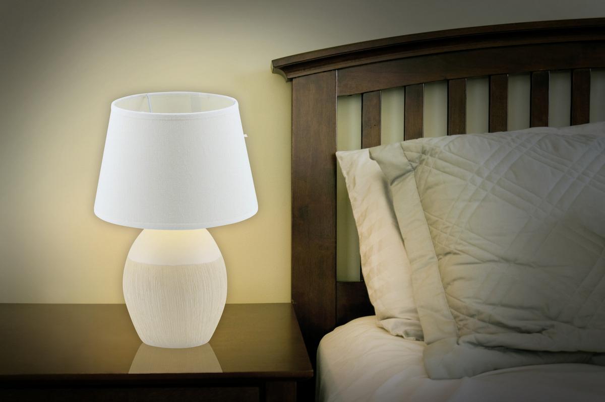 LAMPA STOŁOWA 3145923 - biały/kremowy, Konventionell, tkanina/ceramika (15/31cm) - Näve